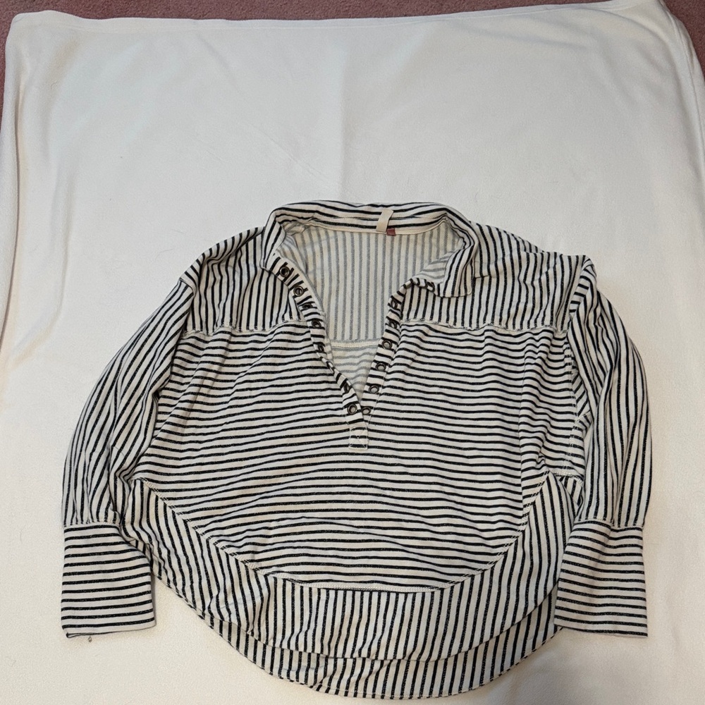 Pilcro Black and White Striped Button Down Shirt